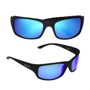 Panama Jack Polarized Blue Mirrored Sport Wrap Sunglasses